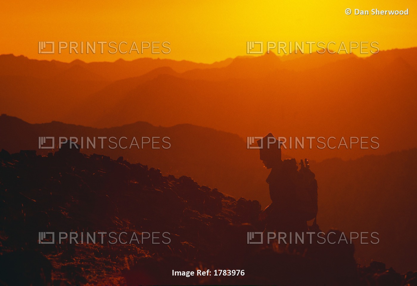 Hiker Silhouette, Sunset, Wallowas Eaglecap Wilderness