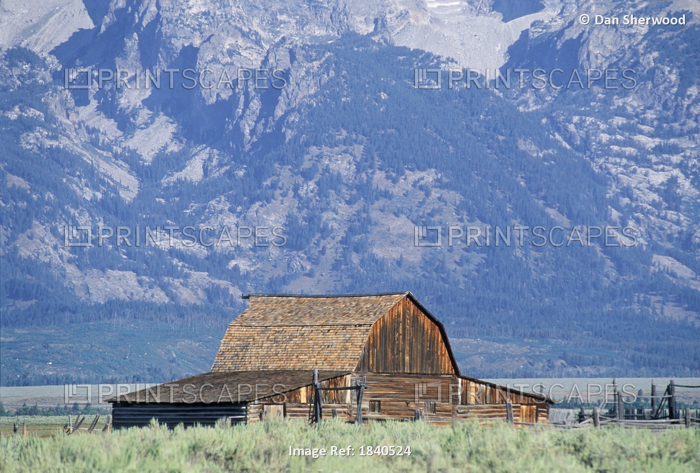 Barn And Mountain, Grand Teton National Park, Wyoming, Usa