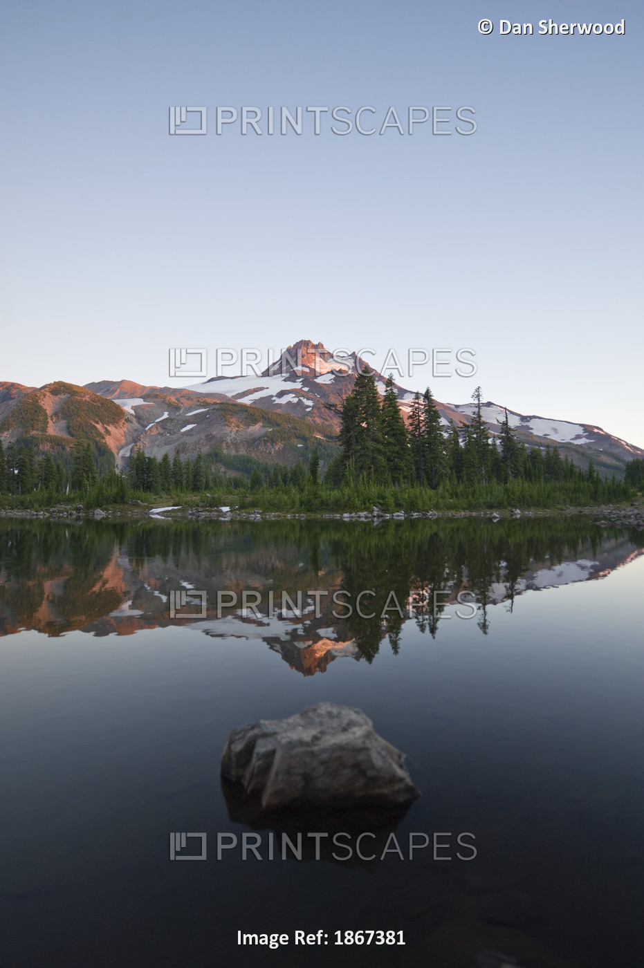 Mt. Jefferson Reflected In Russell Lake In Jefferson Park, Oregon, Usa