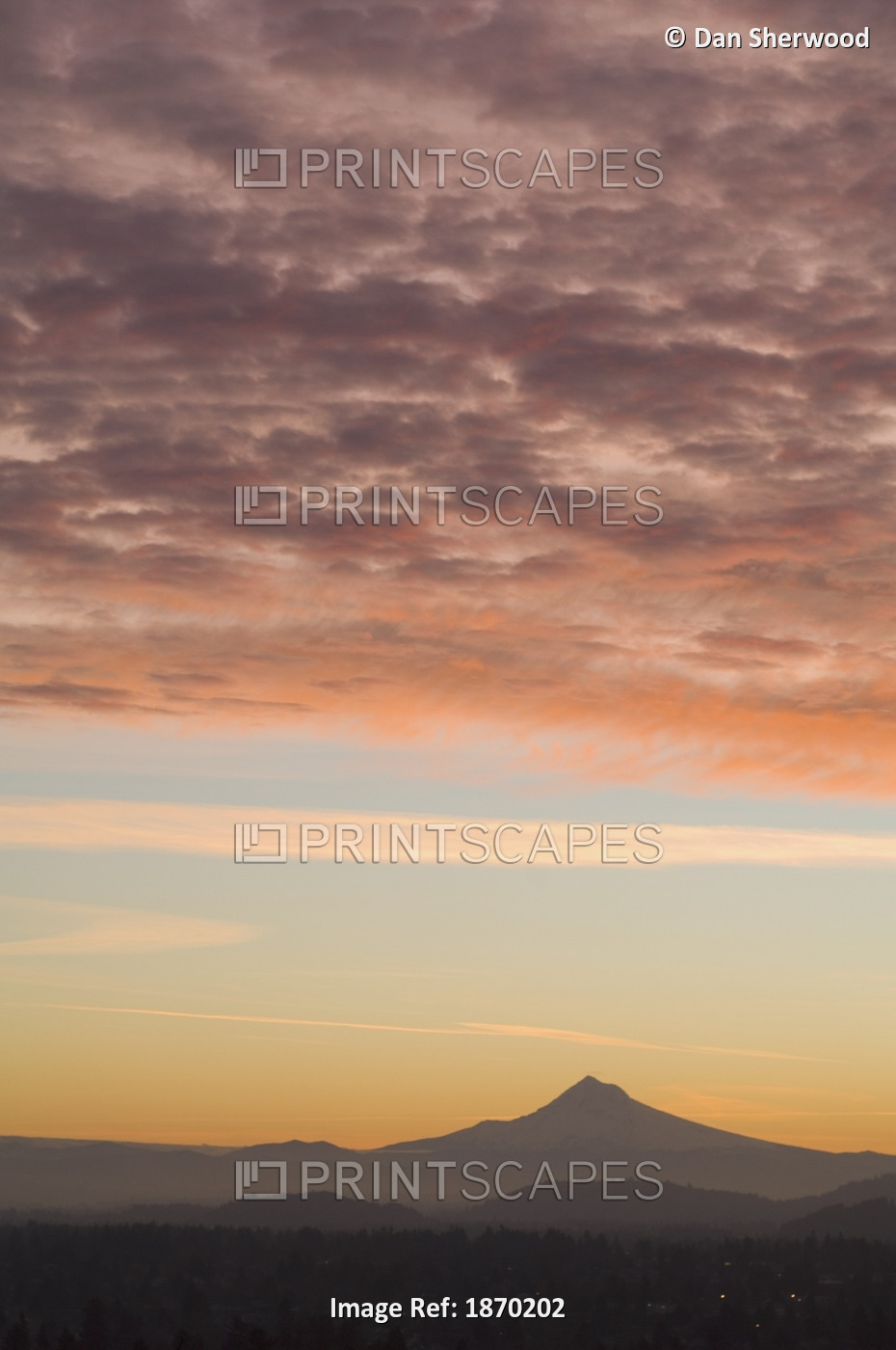 Portland, Oregon, United States Of America; View Of The Sunrise Over Mount Hood ...