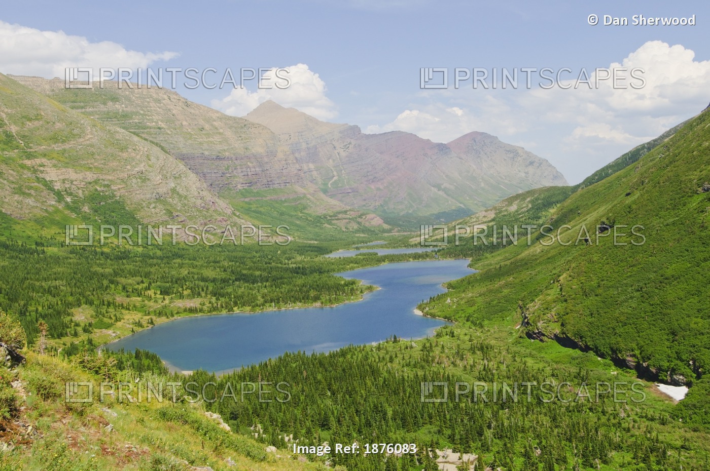 Montana, United States Of America; Bullhead Lake And Swiftcurrent Creek Valley ...
