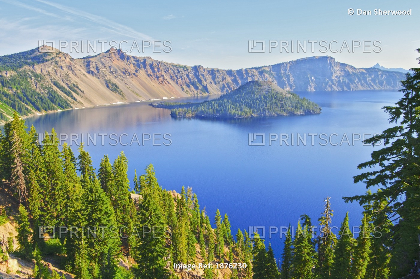 Oregon, United States Of America; Wizard Island And Crater Lake