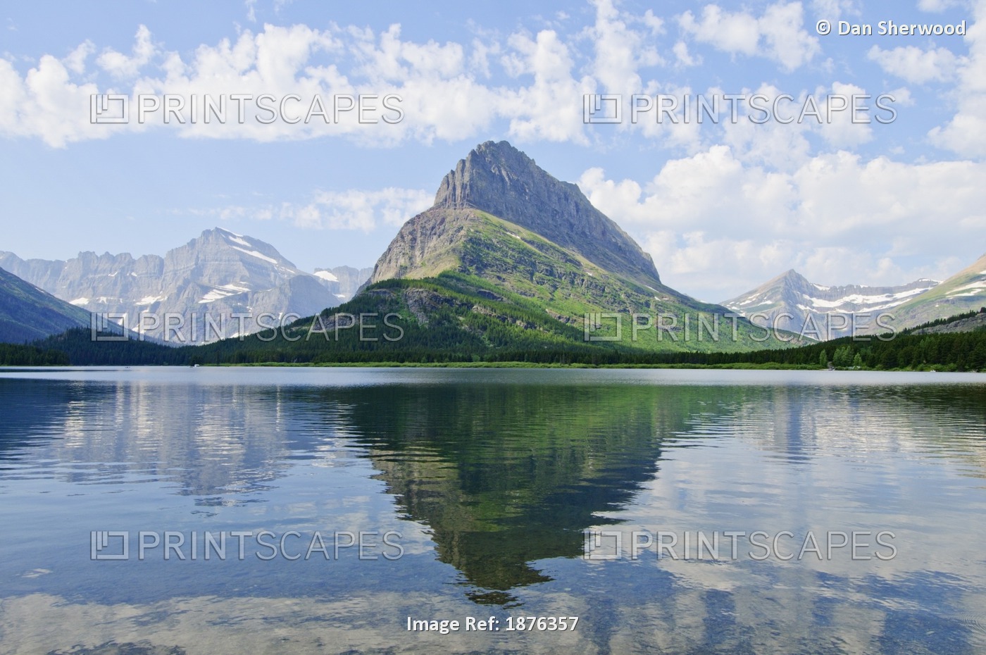 Montana, United States Of America; Swiftcurrent Lake And Grinnell Point In ...