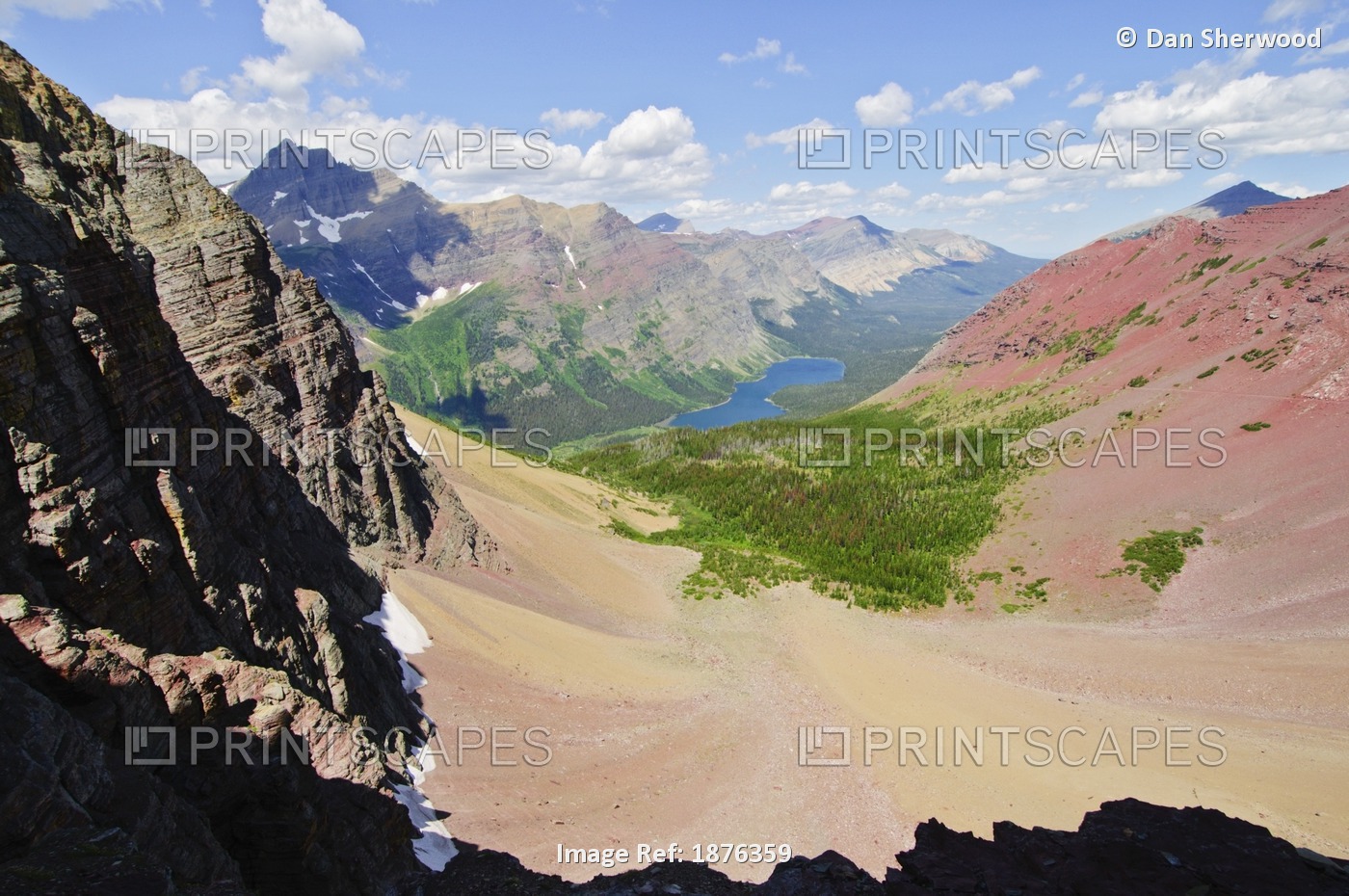 Montana, United States Of America; View From Ptarmigan Pass In Glacier National ...