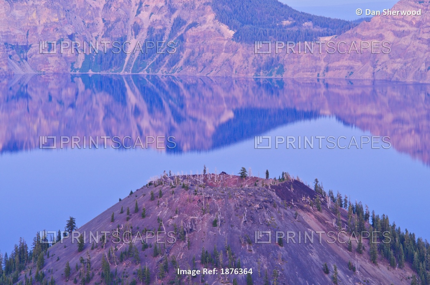 Oregon, United States Of America; Wizard Island Crater And Crater Lake